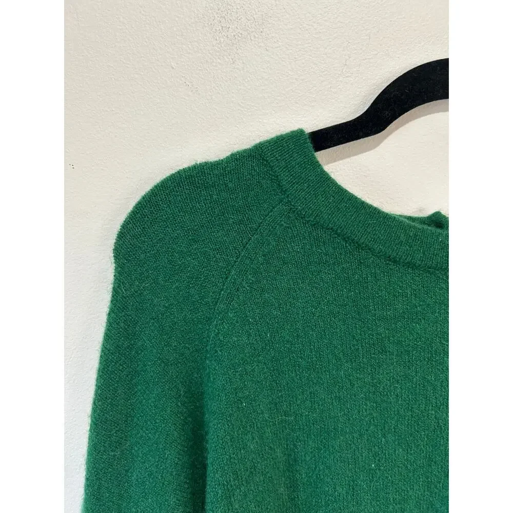 J. Crew wool blend sweater womens M green button detail crew neck